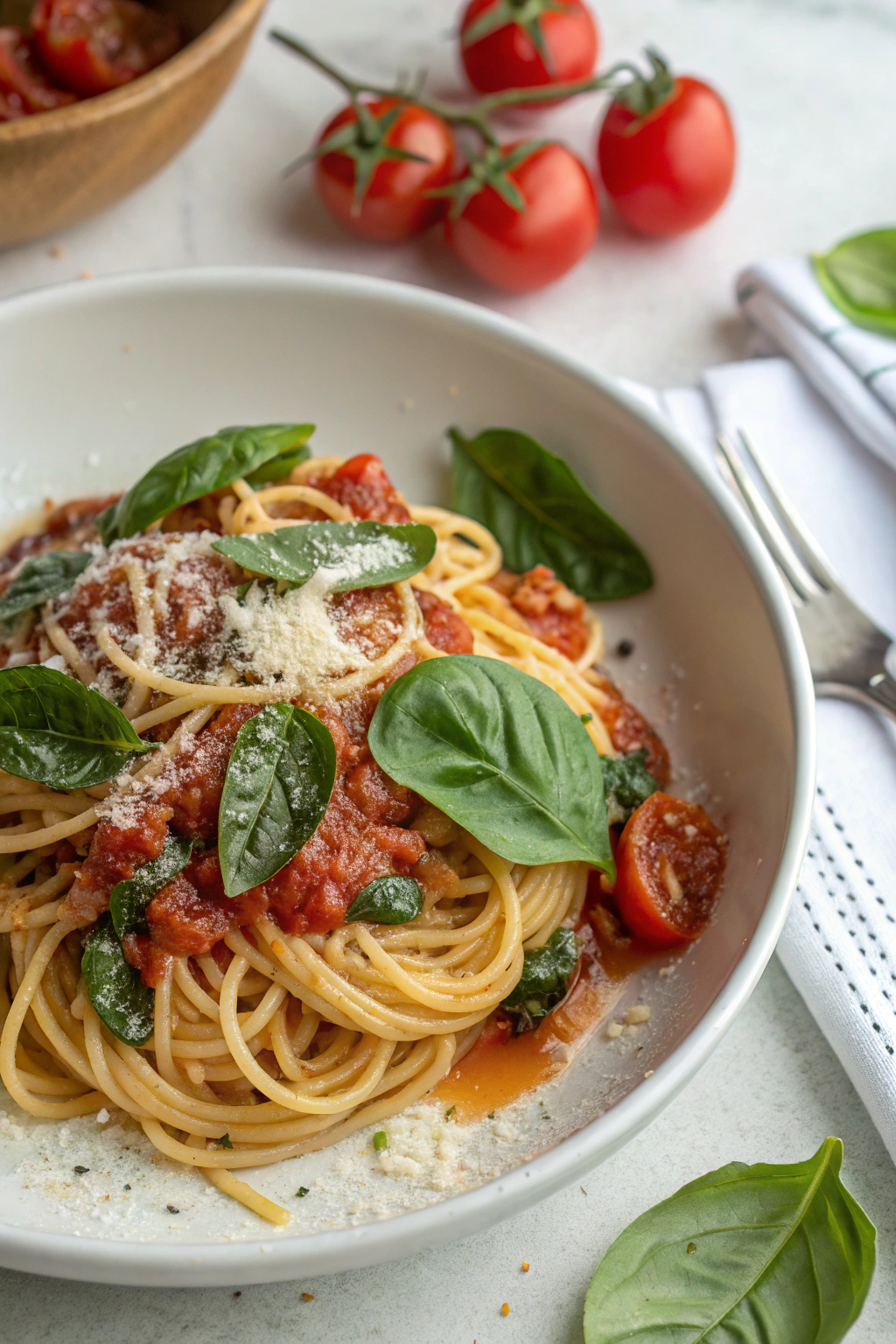 Classic Spaghetti with Spinach and Tomato Sauce Recipe