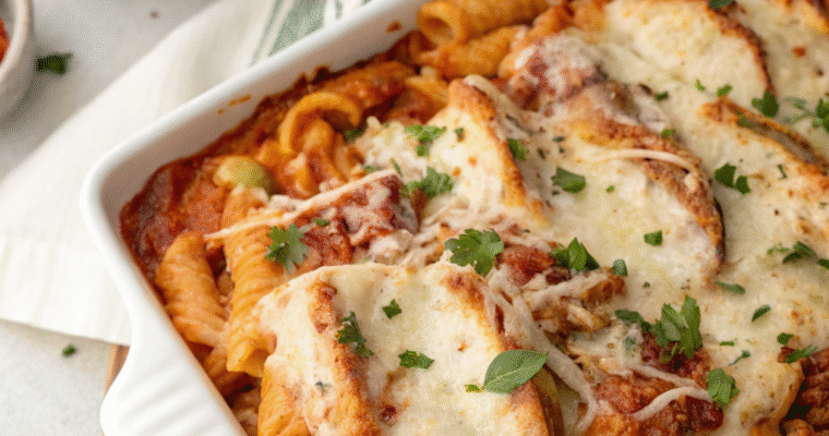 Savory Chicken Parmesan Pasta Bake