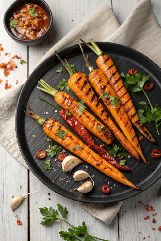 Hot Honey & Garlic Butter Grilled Carrots