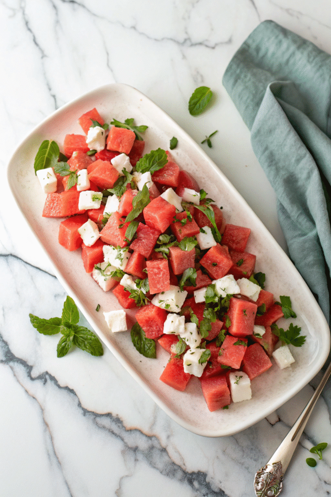 The Easiest Watermelon Feta Mint Salad