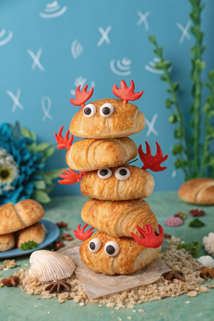 Crab Croissants, under the sea snacks for kids mood.