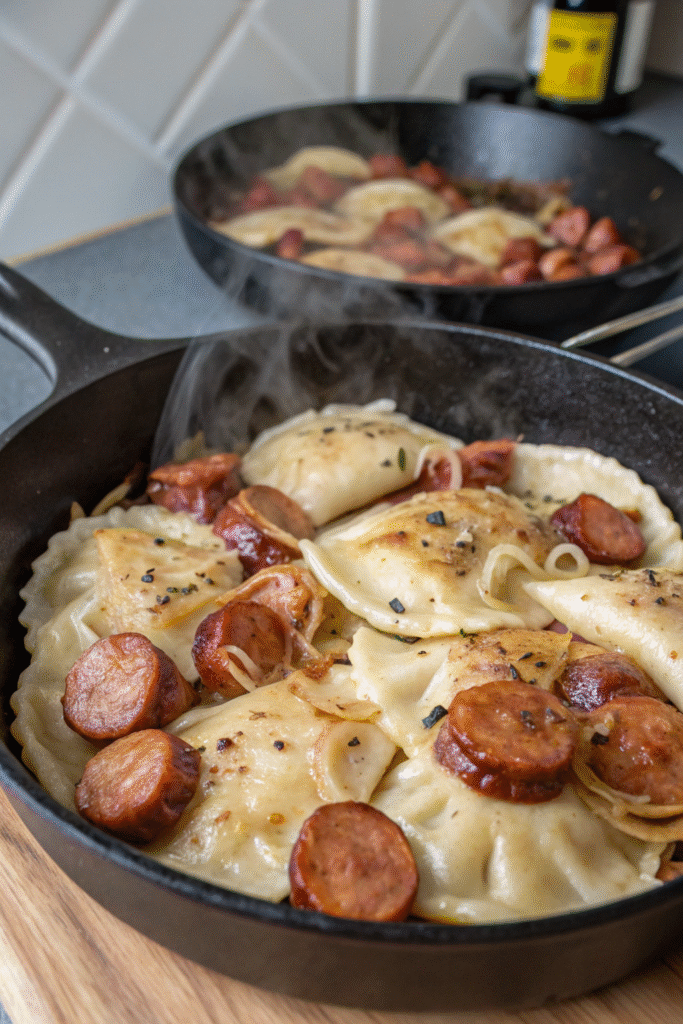 Kielbasa and Pierogi Skillet
