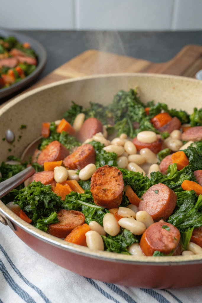 Kielbasa, White Bean, and Kale Stir-fry
