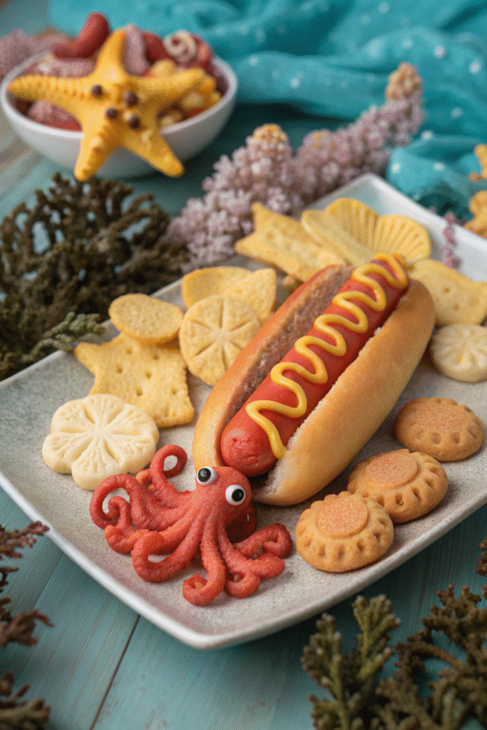 Octopus Hot Dogs, under the sea snacks for kids mood.