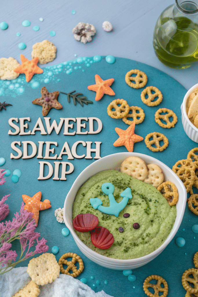 "Seaweed" Spinach Dip, under the sea snacks for kids mood.