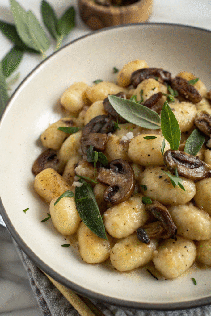 Brown Butter Sage Gnocchi with Mushrooms