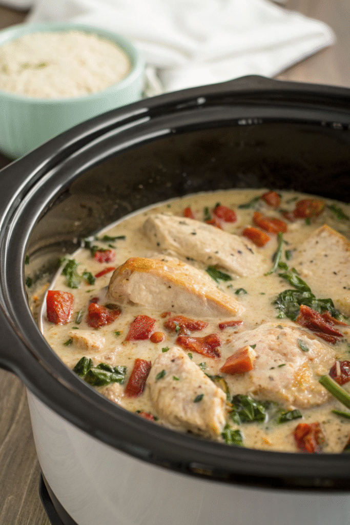 Crockpot Creamy Tuscan Chicken