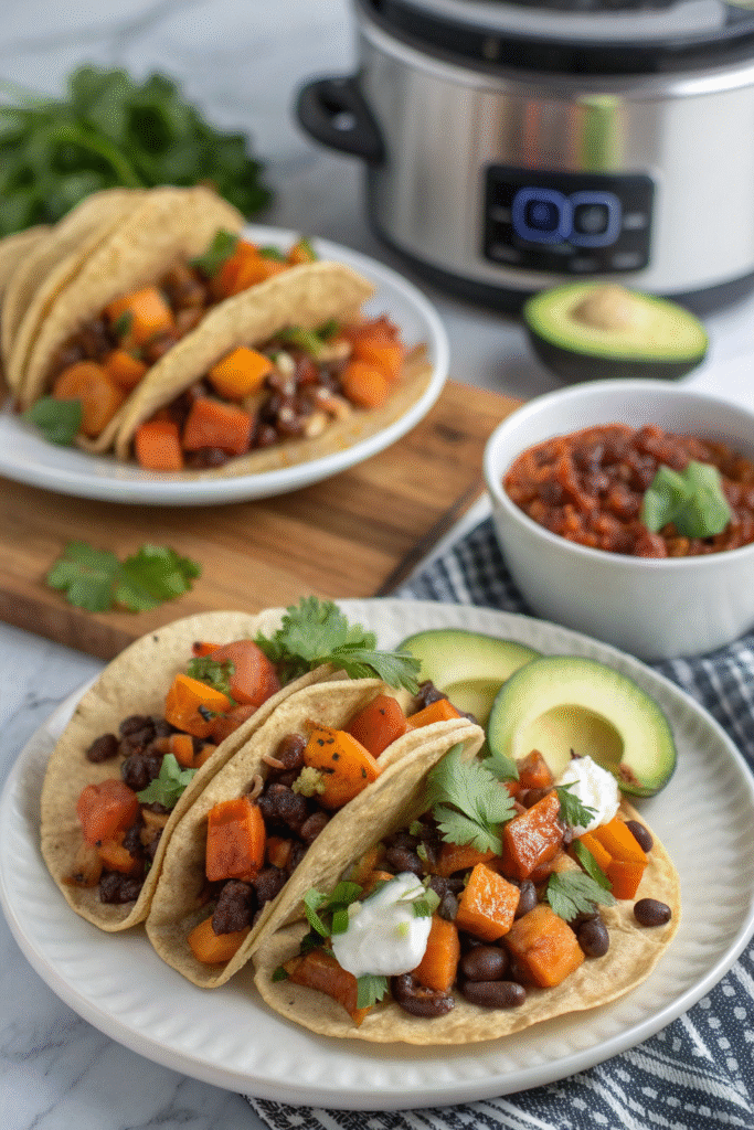Crockpot Sweet Potato & Black Bean Tacos