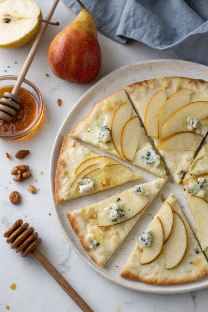 Pear & Blue Cheese Flatbread with Hot Honey