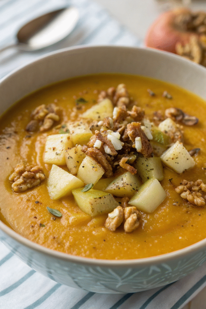 Roasted Apple & Fennel Soup with Toasted Walnuts