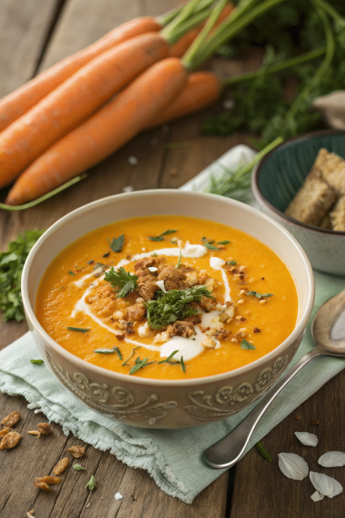 Roasted Carrot & Ginger Soup with Coconut Milk