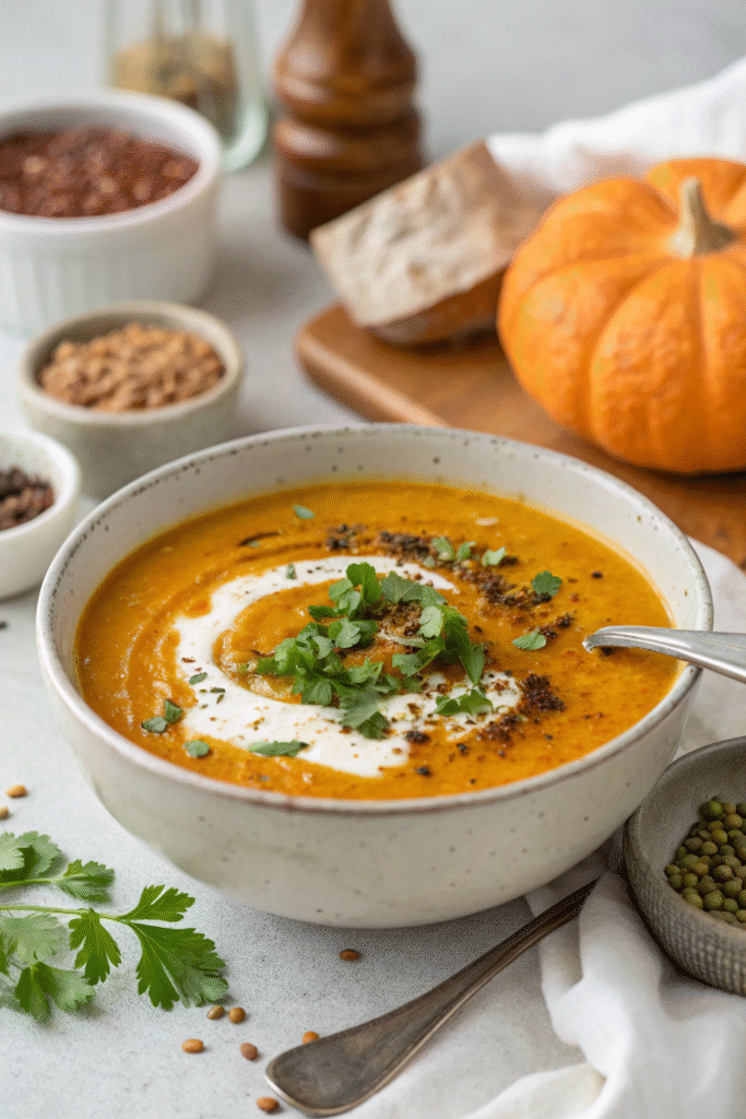 Spiced Lentil & Pumpkin Soup