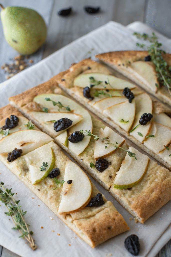 Black Garlic and Pear Flatbread