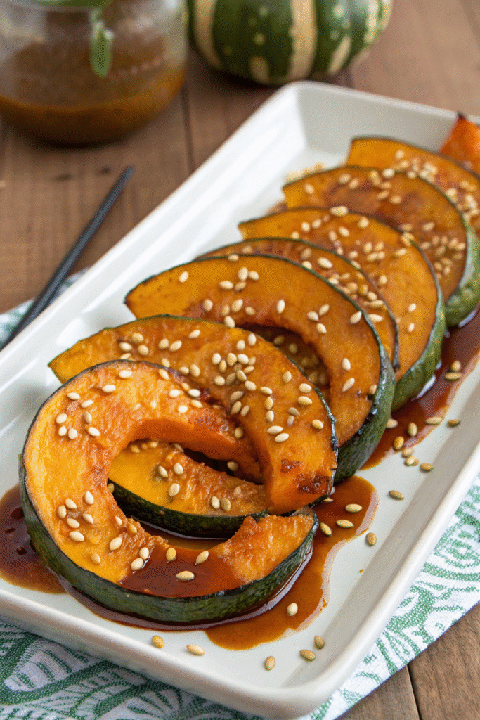 Maple Miso Glazed Kabocha with Sesame Seeds