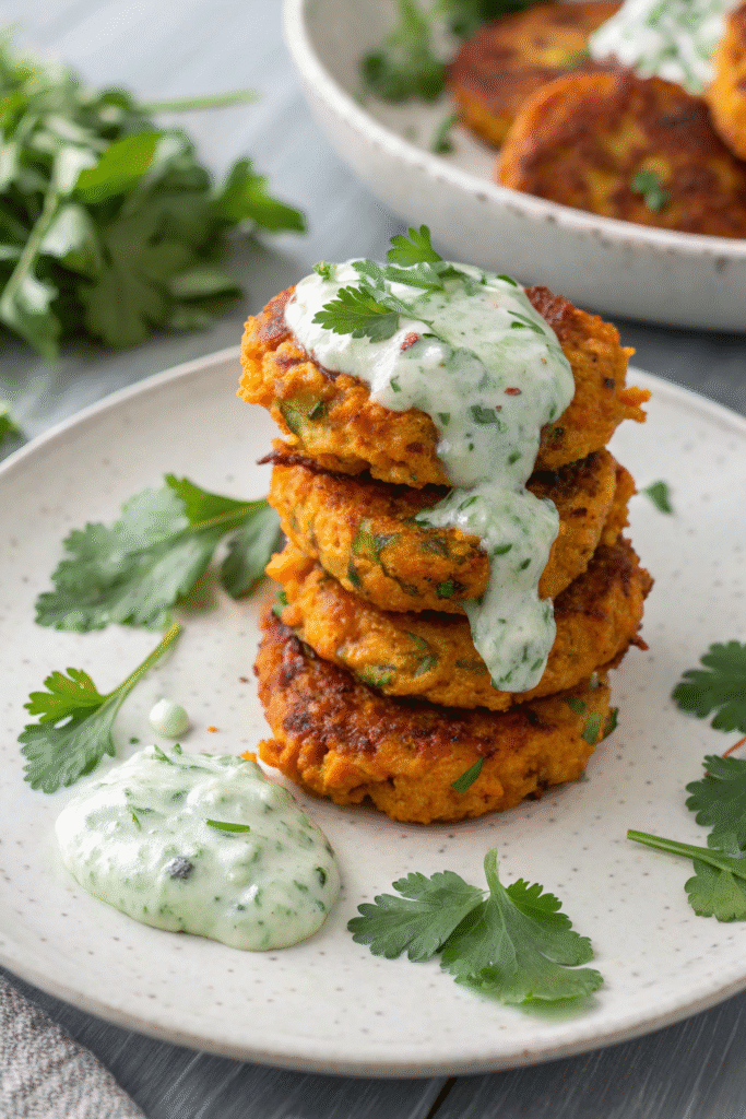 Spiced Carrot Fritters with Cilantro Yogurt