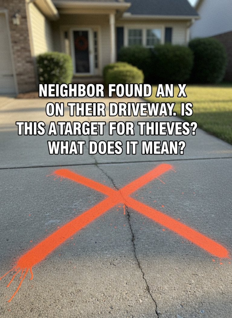 My neighbor woke up to an X spray-painted on their driveway. They think it’s targeted—what does the X mean?