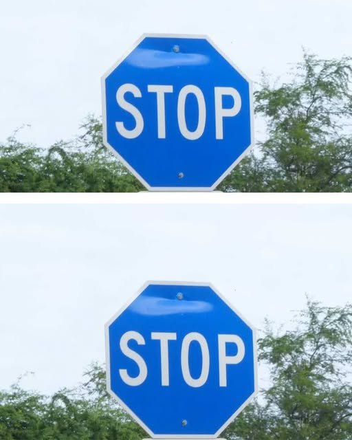We saw a blue stop sign yesterday. Our neighbor said it means something different—any idea what that is?