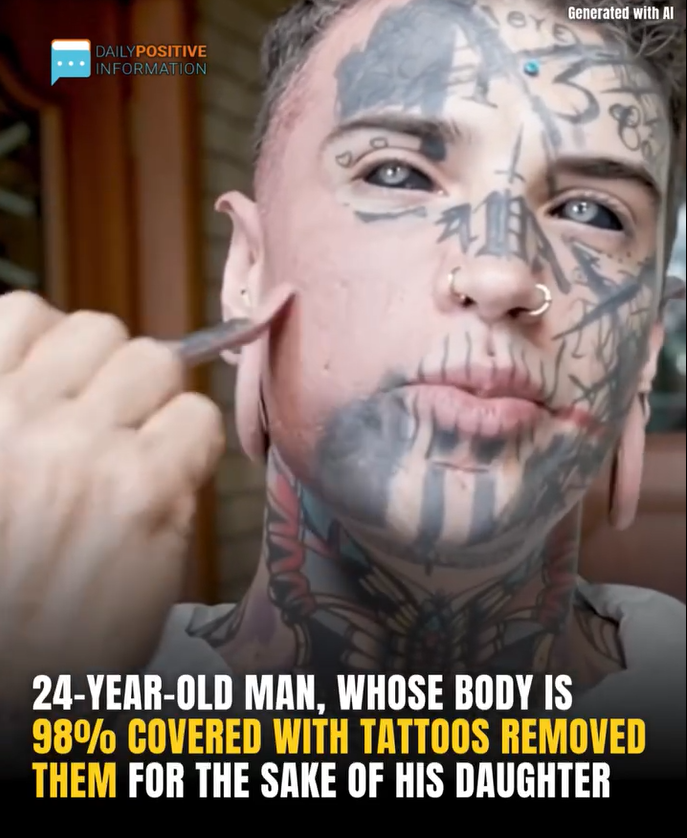 24-Year-Old Dad Removes All His Tattoos for His Daughter – The Transformation Is Stunning